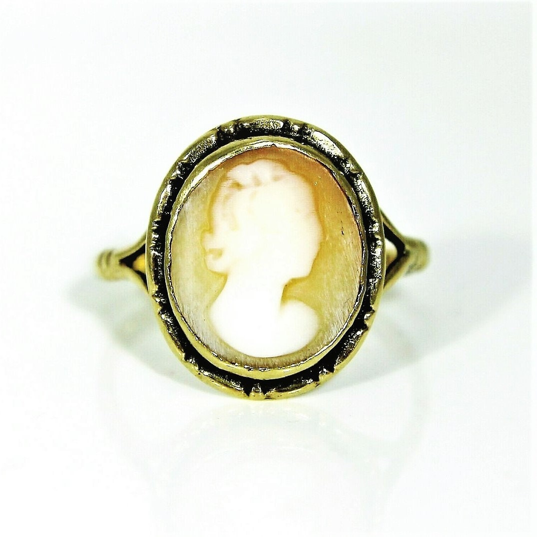 カメオ Victorian 9ct 9k Gold Cameo Ring Size 5 3/4 - L - Etsy UK