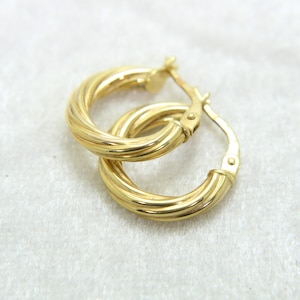 9ct 9k Yellow Gold Small Twisted Hoop Earrings