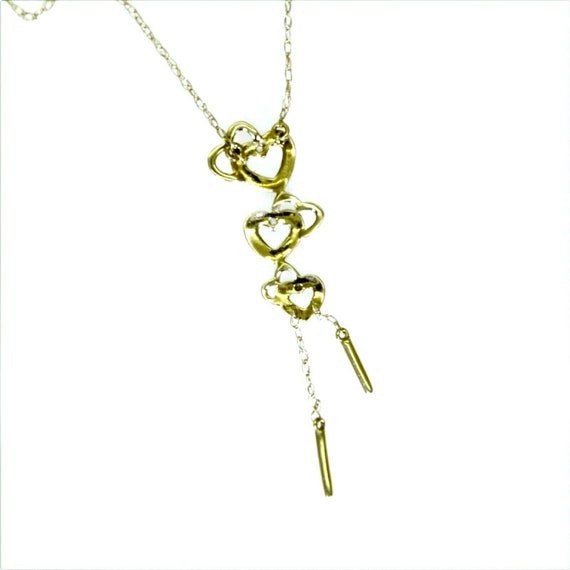 9ct 9k Yellow Gold Natural Diamond Heart Necklace - image 3