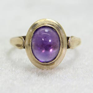 9ct 9k Gold Vintage Amethyst Cabochon Ring Size 6 3/4 - N