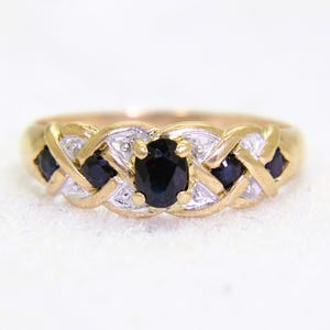 9ct 9k Yellow Gold Natural Sapphire Ring Size 6 3/4 - N