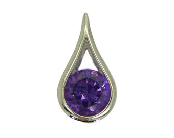 9ct 9k witgouden Amethist Solitaire Slider-hanger