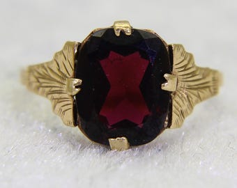 9ct 9k Gold Art Deco Garnet Ring Size 5 1/2 - K 1/2