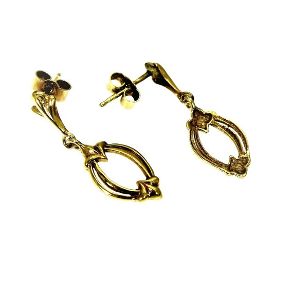 9ct 9k Yellow Gold Drop Earrings - image 3