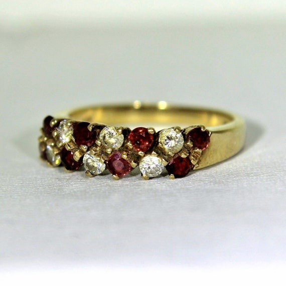 9ct 9k Yellow Gold Natural Ruby Cubic Zirconia Cl… - image 4