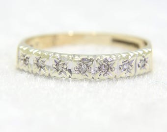 9ct 9k Gold Diamond Half Eternity Ring Size 6 3/4 - N