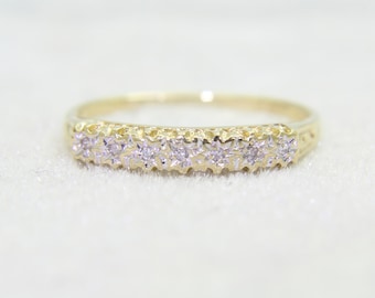 9ct 9k Gold Diamond Half Eternity Ring Size 6 1/4 - M