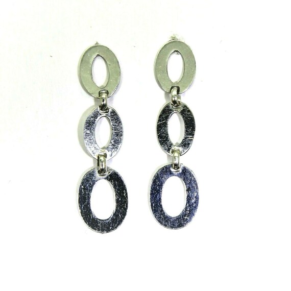 9ct 9k White Gold Oval Link Chain Drop Earrings