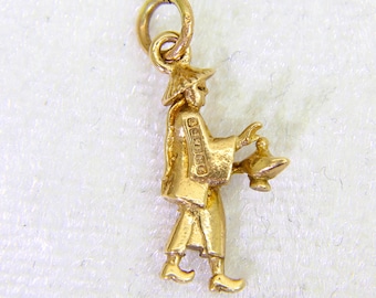 Dije vintage de lámpara de Aladino en oro amarillo de 9 quilates y 9 k