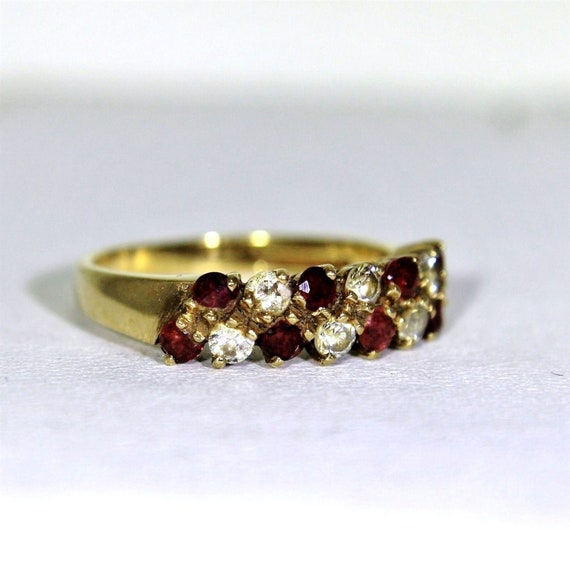 9ct 9k Yellow Gold Natural Ruby Cubic Zirconia Cl… - image 2
