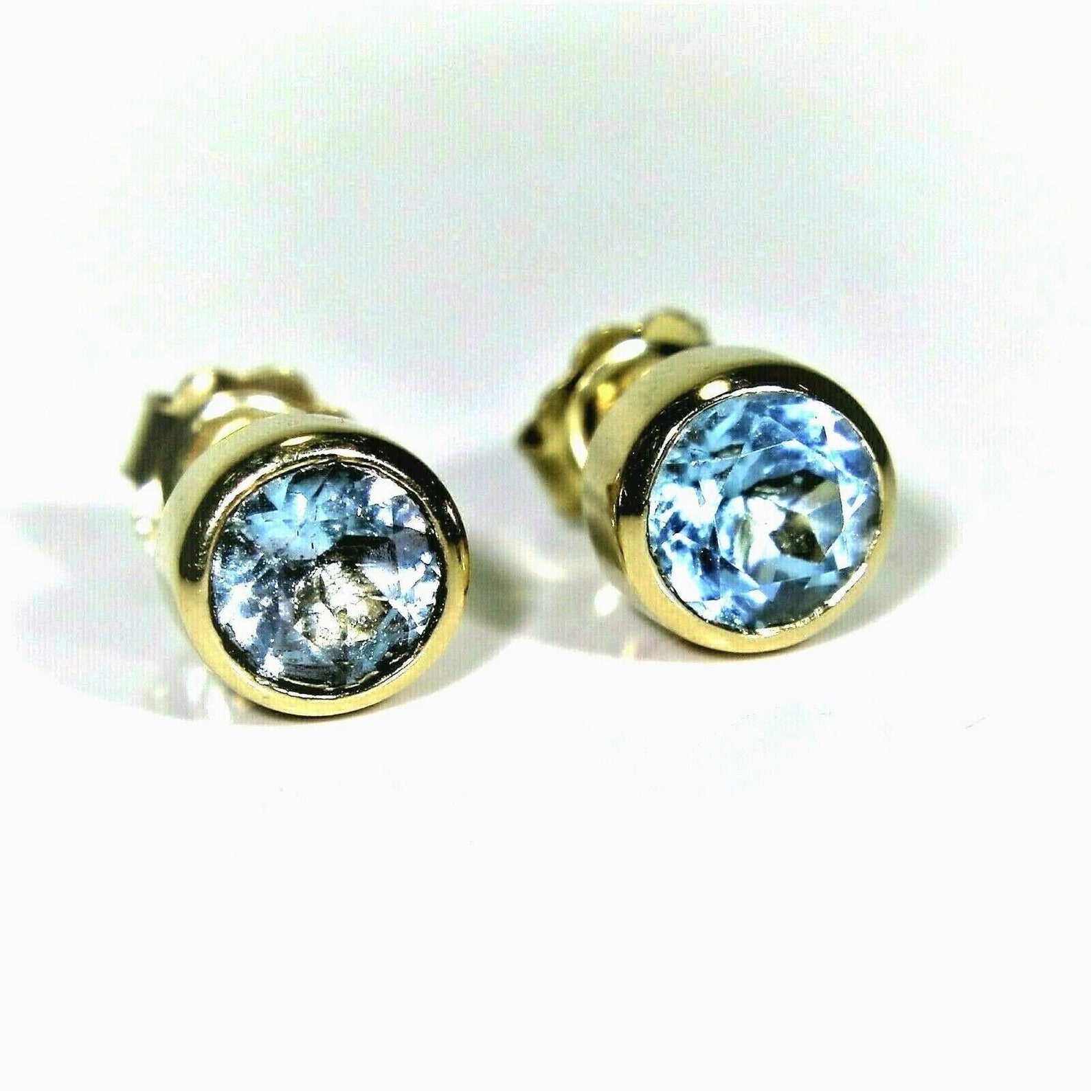 Quality Large 14ct 14k Gold Topaz Stud Earrings Etsy