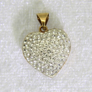 9ct 9k Gold Crystal Puffy Heart Pendant