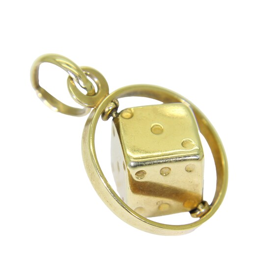 9ct 9k Gold Vintage Spinning Lucky Dice Pendant - image 1