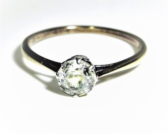 Art Deco 9ct 9k Gold Old Cut Paste Ring Size 8 1/2 - Q 1/2