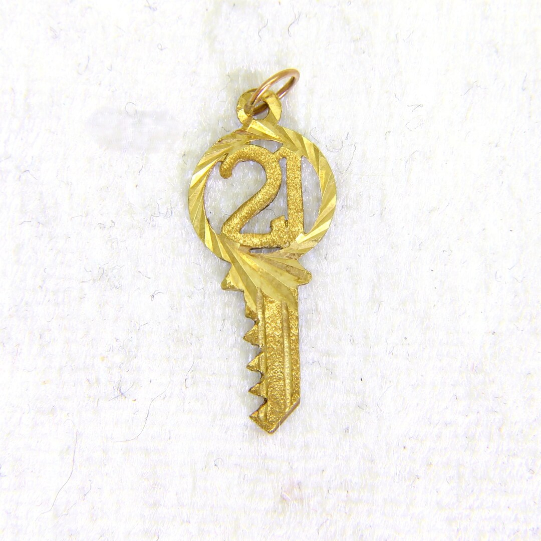 21 Key Old 9ct 9k Yellow Gold 21 Key to the Door Charm Pendant 21st Birthday - Etsy