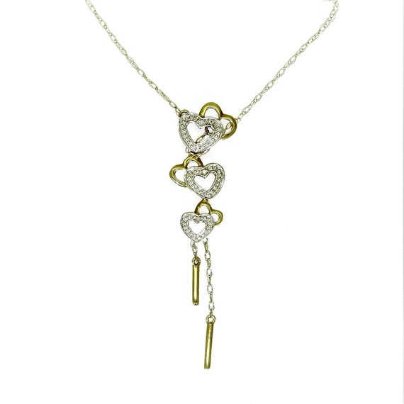 9ct 9k Yellow Gold Natural Diamond Heart Necklace - image 2