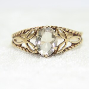 9ct 9k Gold Vintage Smokey Quartz Ring Size 7 3/4 - P