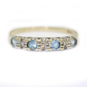 9ct 9k Gold Topaz & Diamond Half Eternity Ring Size 6 3/4 - N