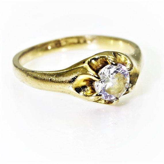 9ct 9k Gold Cubic Zirconia Solitaire Ring Size 2 1 4 D 1 2 Etsy