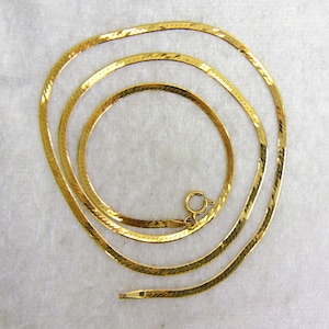 9ct 9k Yellow Gold Reversible Flat Snake 16&quot; Chain Necklace