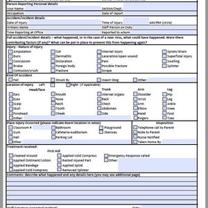 NEW School Accident Incident Report Form Template Editable Downloadable Printable Small Business Fill In PDF Black and White image 4