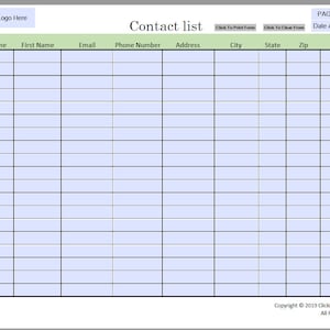 Editable Contact List Template, Printable Fill-in PDF (green) - Etsy
