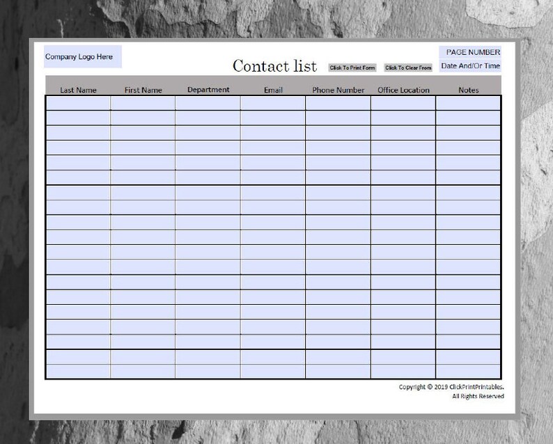 Editable Contact List Template for Small Business (PDF) - Etsy