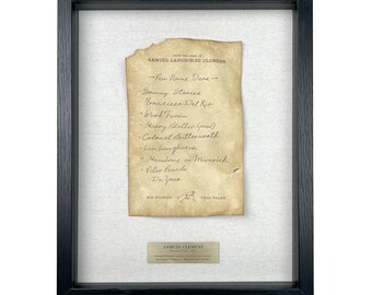 Parody of Samuel Clemens' List of Pen Names / Framed Artifact for Wall