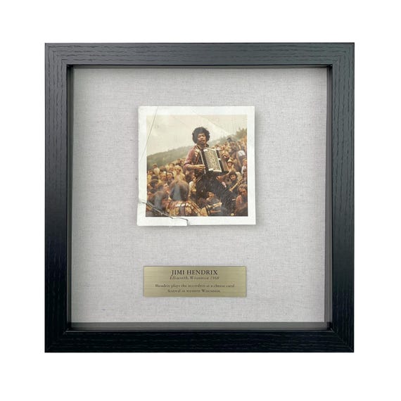 Parody of Jimi Hendrix Playing Accordion  / Framed Artifact for Wall