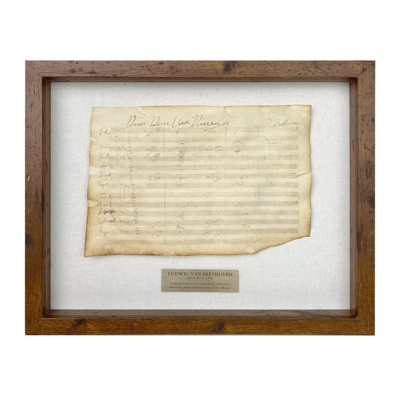 Parody of Beethoven's Original Sheet Music /  Framed Artifact for Wall