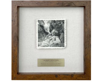 Parody of Albert Einstein Smoking Weed  / Framed Artifact for Wall