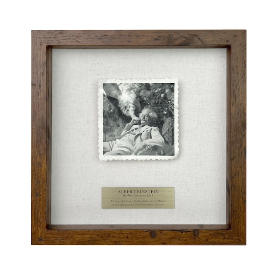 Parody of Albert Einstein Smoking Weed  / Framed Artifact for Wall