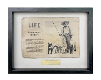 Ernest Hemingway Faux LIFE Magazine Relic | Aged Parody Artifact Shadowbox | Literary Gift for Writers