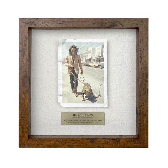 Parody of Jim Morrison Walking a Lizard  / Framed Artifact for Wall