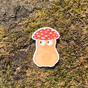 Cute Mushroom Sticker | Cottagecore Vinyl Decal | Kawaii Aesthetic Sticker for Laptop, Water Bottle, Journal | 2” x 1.25”