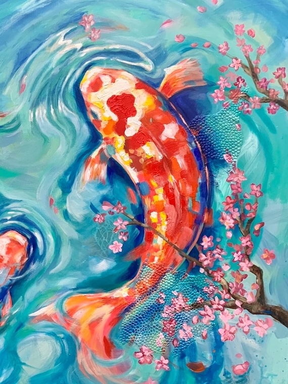 Koi Fish Painting Print Koi Fish on Canvas Koi Fish Original Print Koi Fish Art Koi Fish Pond Fish Vacation Beach Painting Tropical Etsy Canada