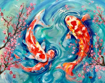 Koi Fish Painting - Etsy