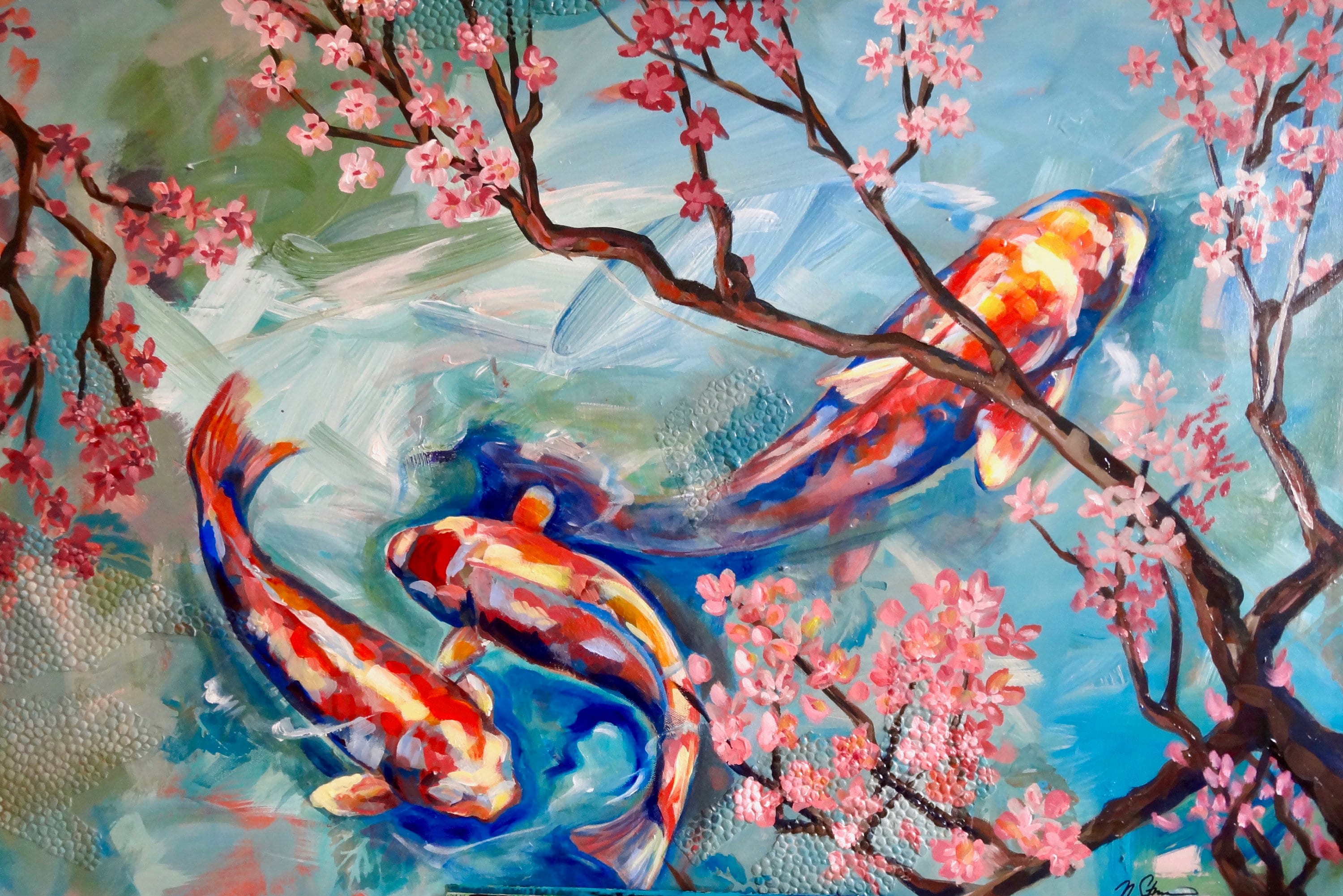 Buy Colorful Original Koi Fish Painting PRINT on Canvas or