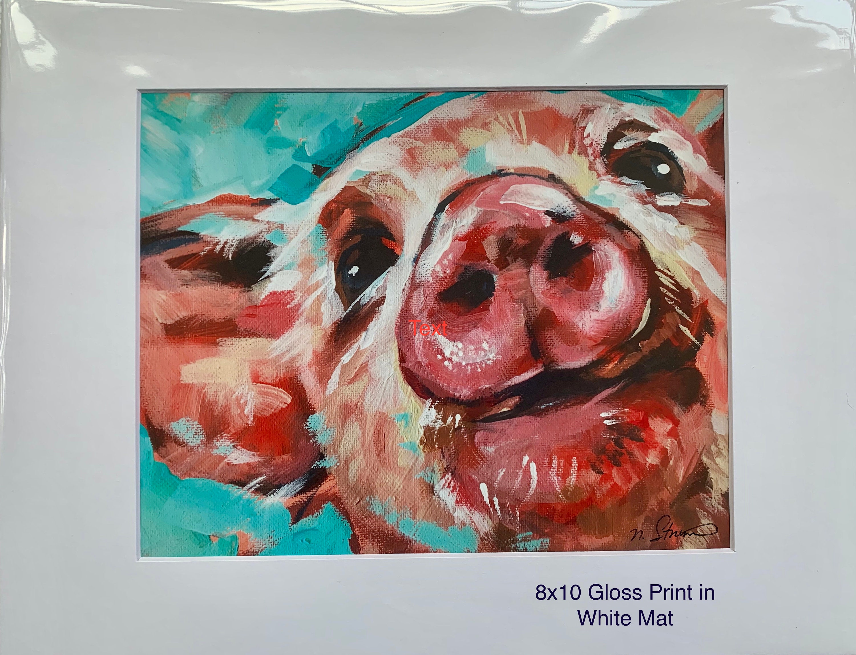 Pig Painting Print, Piglet in Expressive Style for Kitchen, Farm