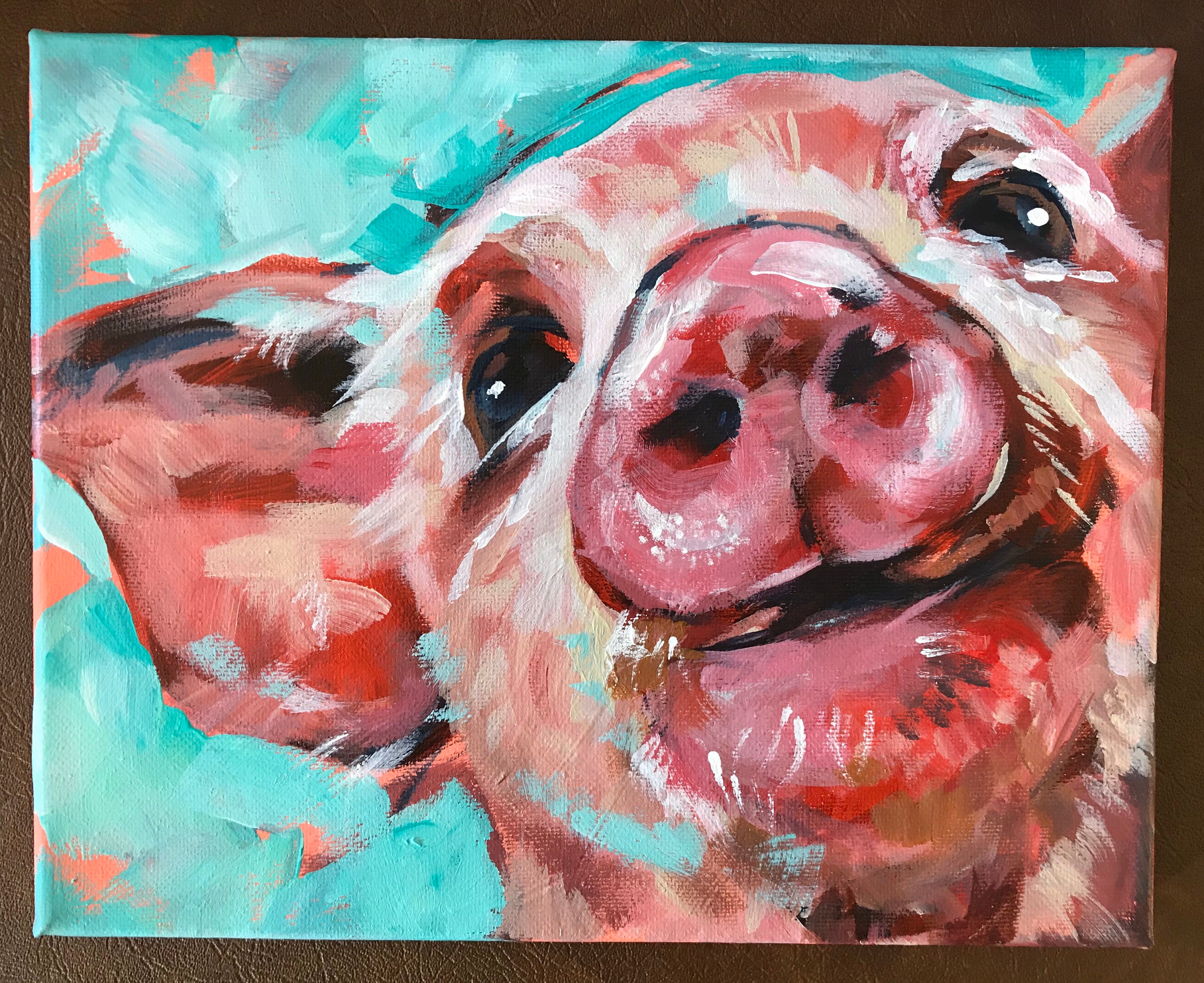 Pig Painting Print Piglet in Expressive Style for Kitchen Etsy