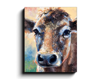 Large cow painting, Cow painting on canvas, cow head painting, cow face painting, farm animal painting, cow face, cow art, cow gift