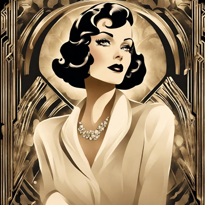 Hollywood Glam Art Deco Clip Art Glamour Actress Painted Style - Etsy