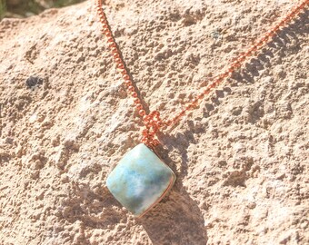 Colar de larimar com revestimento de cobre I