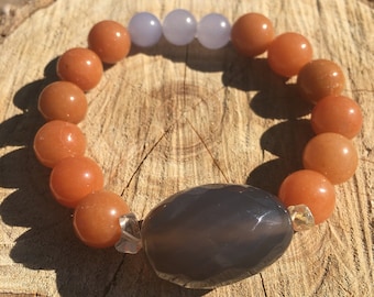 Pulseira Nuvem Laranja | Aventurina Laranja, Citrino, Ágata e Jade Roxo