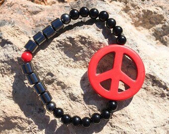 Paz Vermelha | Hematita, Ônix, Coral Vermelho, Howlita