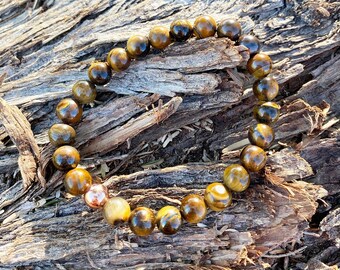 Pulseira Eye Bloom | Olho de Tigre + Cobre