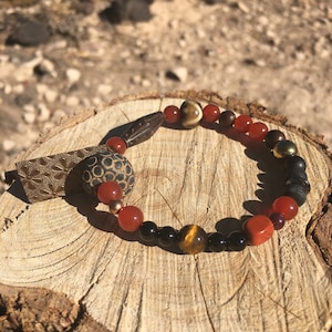 Rote Indigo Kupfer Blume | Karneol, Kupfer, Onyx, Tigerauge, Roter Jaspis, Granat, Hämatit