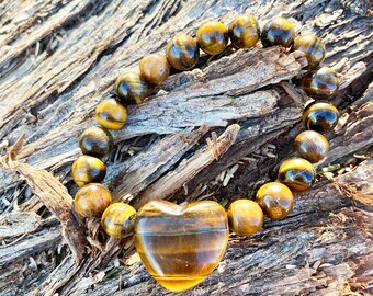 Pulseira Coração Olho de Tigre