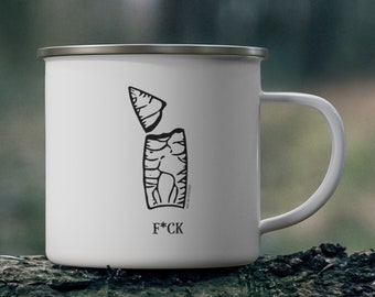 Broken Arrowhead F*ck 12 oz Enamel Mug / Lithic Gift / Archaeology