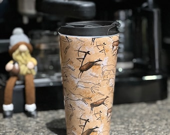 Cave Paintings Steel Travel Mug / Archaeology Anthropology Gift / Hot & Cold / Dishwasher Safe